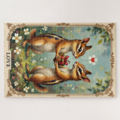 Chipmunks Exchanging Heart-Shaped Acorn Puzzle (Horizontal)