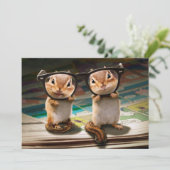 Chipmunks in Reading Glasses Einladung (Stehend Vorderseite)