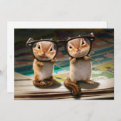 Chipmunks in Reading Glasses Einladung (Vorne/Hinten)