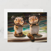 Chipmunks in Reading Glasses Einladungspostkarte (Vorne/Hinten)
