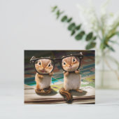 Chipmunks in Reading Glasses Einladungspostkarte (Stehend Vorderseite)