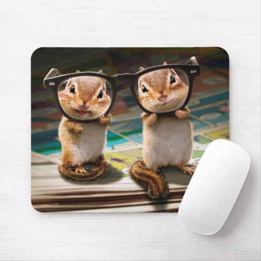 Chipmunks in Reading Glasses Mousepad (Mit Mouse)