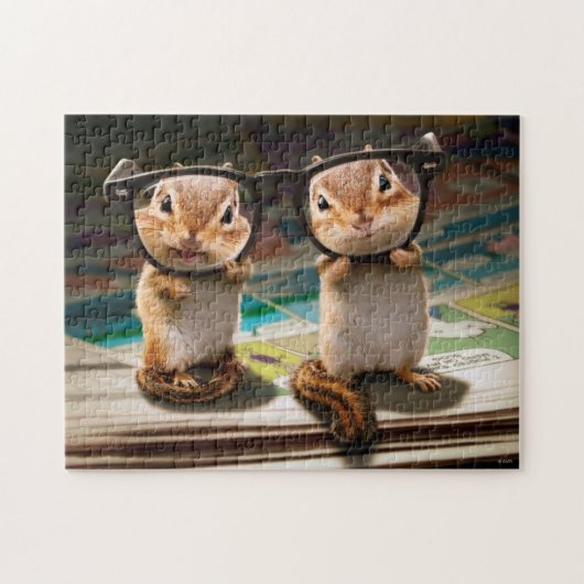 Chipmunks in Reading Glasses Puzzle (Horizontal)