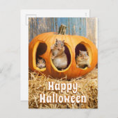 Chipmunks Inside Boo Jack-o-Lantern Einladungspostkarte (Vorne/Hinten)