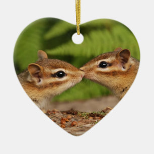 Chipmunks küssen "unser erstes Weihnachts" Keramik Ornament