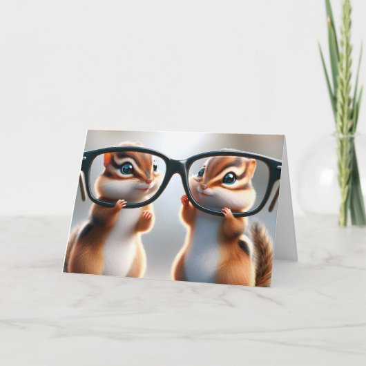 Chipmunks mit Brille zum Geburtstag Spaß Karte (Vorderseite)