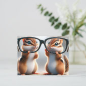 Chipmunks mit Brillenaugenärztin Postkarte (Stehend Vorderseite)