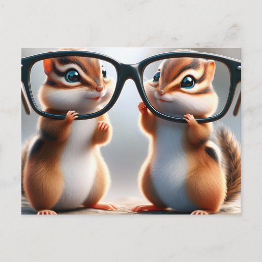 Chipmunks mit Brillenaugenärztin Postkarte (Vorderseite)