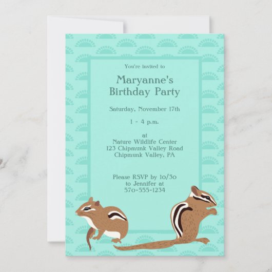 Chipmunks Themed Birthday Party Custom Einladung (Vorderseite)
