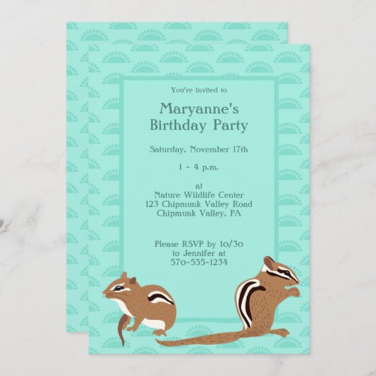 Chipmunks Themed Birthday Party Custom Einladung (Vorne/Hinten)