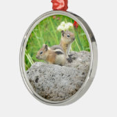 Chipmunks und Wildblumen Ornament Aus Metall (Links)
