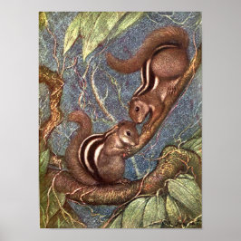 Chipmunks von Louis Sargent, Vintage Wildtiere Poster
