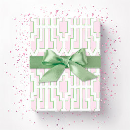 Chippendale Fret in Pink and Green Geschenkpapier