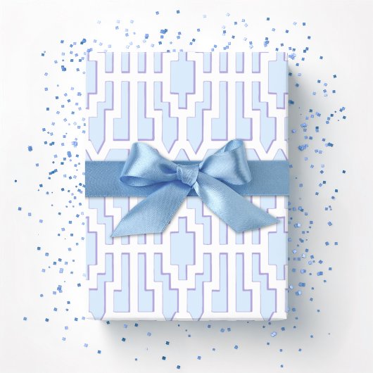 Chippendale-Frett in Blau und Lila Geschenkpapier