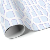 Chippendale-Frett in Blau und Lila Geschenkpapier (Rolleneckpunkt)