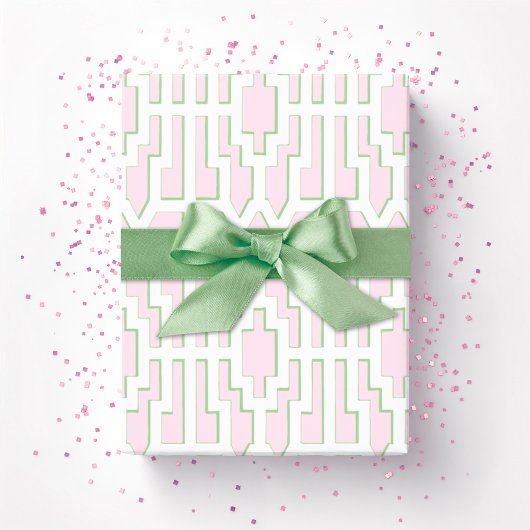 Chippendale-Frett in Rosa und Grün Geschenkpapier