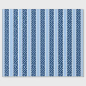 Chippendale-Streifen in Blau Indigo Geschenkpapier (Flach)