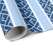 Chippendale-Streifen in Blau Indigo Geschenkpapier (Rolleneckpunkt)