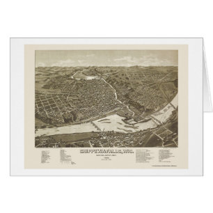 Chippewa Falls, panoramische Karte WI - 1886