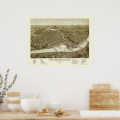 Chippewa Falls, WI Panorama Karte - 1886 Poster (Küche)