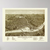 Chippewa Falls, WI Panorama Karte - 1886 Poster (Vorne)