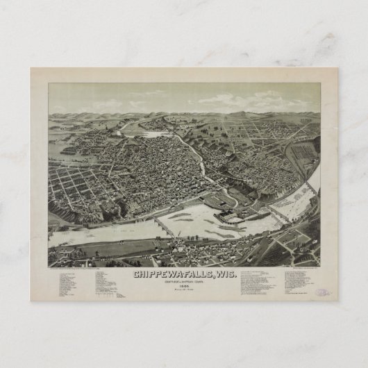Chippewa Falls, Wisconsin (1886) Postkarte (Vorderseite)