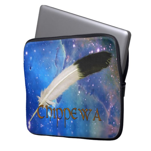 CHIPPEWA Nation & Feather Space Laptop Sleeve (Vorderseite Links)