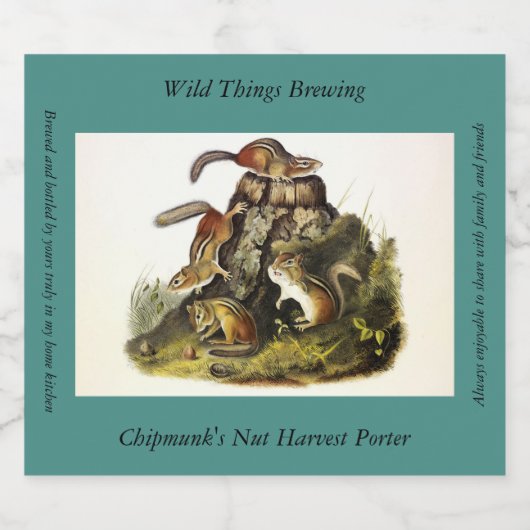 Chipping Squirrel ( Eastern Chipmunk ) von Audubon Bierflaschenetikett (Einzelnes Label)