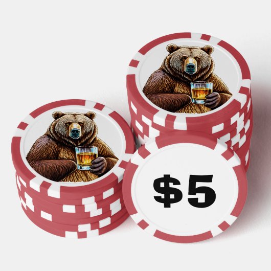 Chips aus personalisiertem Bär Composite Poker (Stapel)