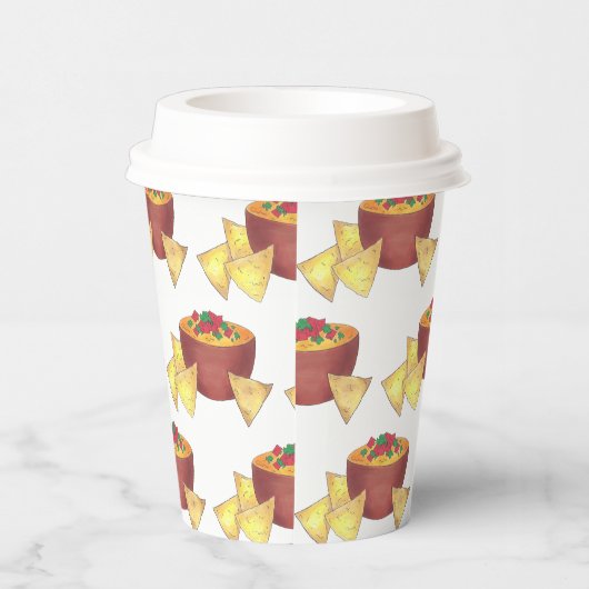 Chips Chili Con Queso Blanco Nachos Käsedip Pappbecher (Rechts)