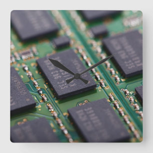 Chips für Computerspeicher Quadratische Wanduhr