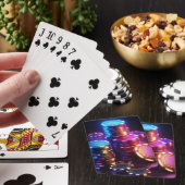 Chips mit gestapelten Poker Karten spielen Spielkarten (In Situ)
