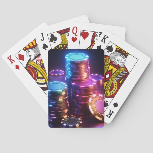Chips mit gestapelten Poker Karten spielen Spielkarten (Rückseite)
