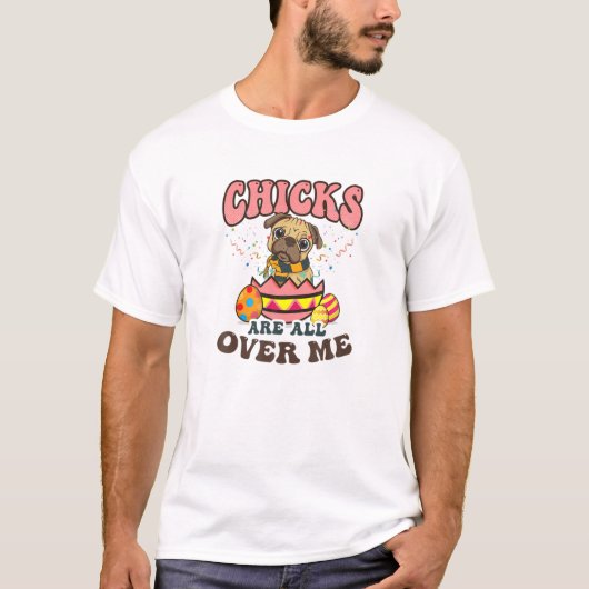 Chips sind überall in mir Design Mops Ostern T-Shirt (Vorderseite)