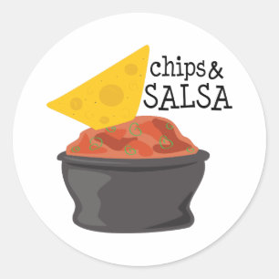 Chips u. Salsa Runder Aufkleber