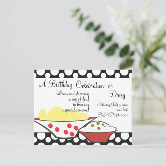 Chips und Dips Einladung (Stehend Vorderseite)