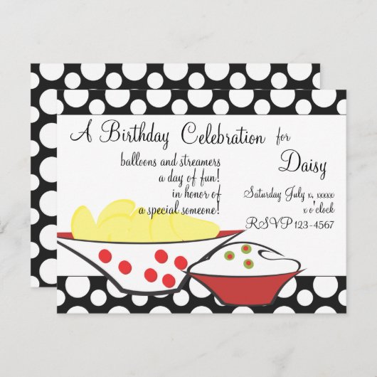 Chips und Dips Einladung (Vorne/Hinten)