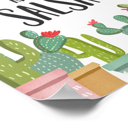 Chips und Salsa Fiesta Food Cactus Table Sign Poster (Ecke)