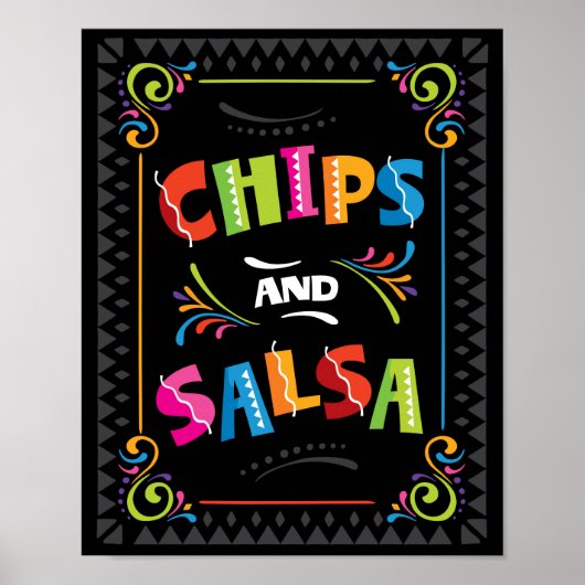 CHIPS UND SALSA Fiesta Party signieren Print Poster (Vorne)