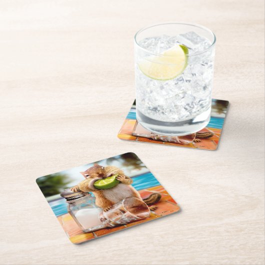 Chipsatz mit Limonen Rechteckiger Pappuntersetzer (Vor Ort)