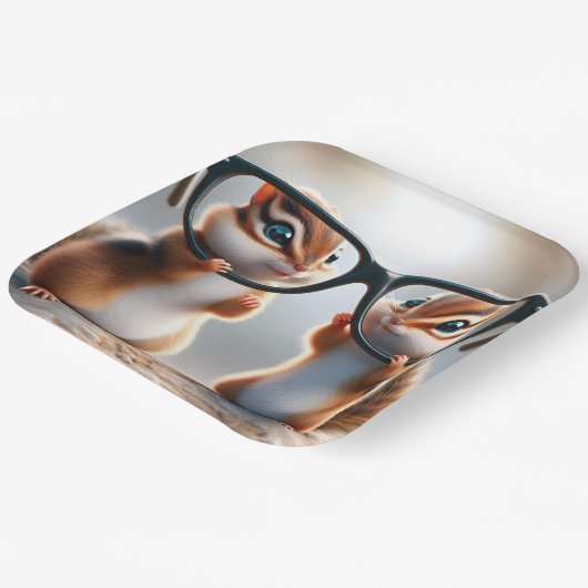 Chipsätze mit schwarzer Brille Pappteller (Gewinkelt)