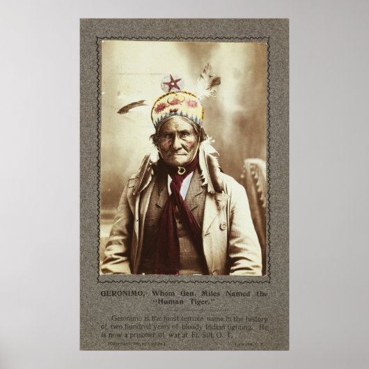Chiricahua Apache Indian Leader Geronimo Portrait Poster (Vorne)