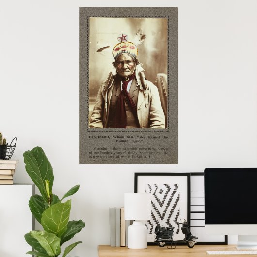 Chiricahua Apache Indian Leader Geronimo Portrait Poster (Heimbüro)