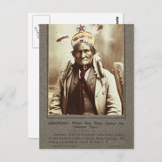 Chiricahua Apache Indian Leader Geronimo Portrait Postkarte (Vorne/Hinten)