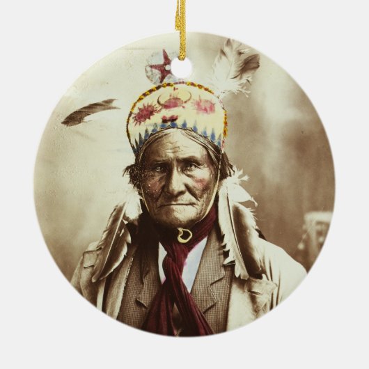 Chiricahua Apache indisches Führer Geronimo Keramik Ornament (Hinten)