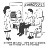 Chiropodist überprüft seine Aktien online Aufkleber (Vorderseite)