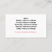 Chiropracter-Visitenkarten für Frauen Visitenkarte (Rückseite)