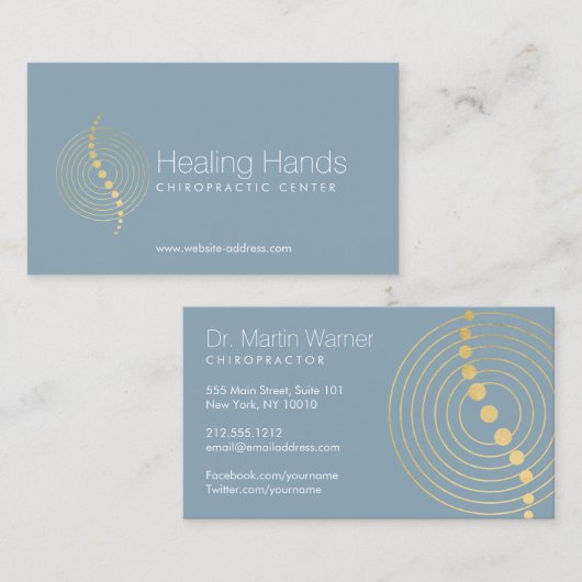Chiropractic Abstrakt Gold Circles-Logo Visitenkarte (Vorne/Hinten)