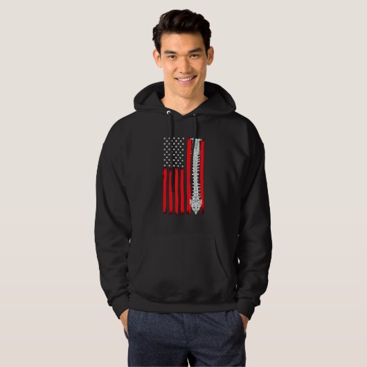 Chiropractic Bone Back Spine American Flag Chiropr Hoodie (Vorne ganz)