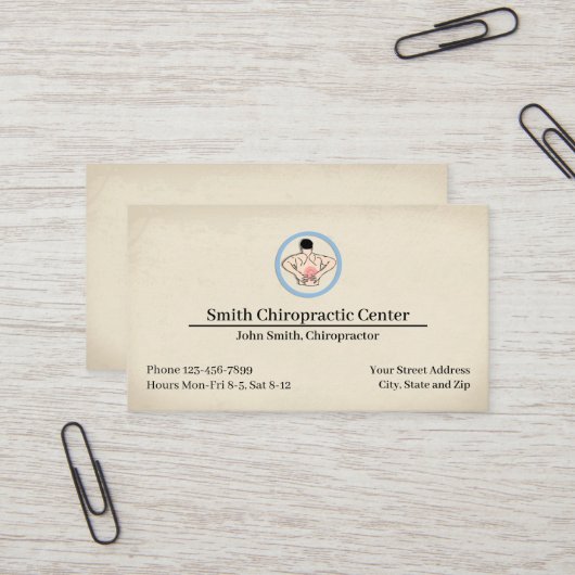 Chiropractic Chiropractor Clinic Business Card Visitenkarte (Vorderseite/Rückseite Beispiel)